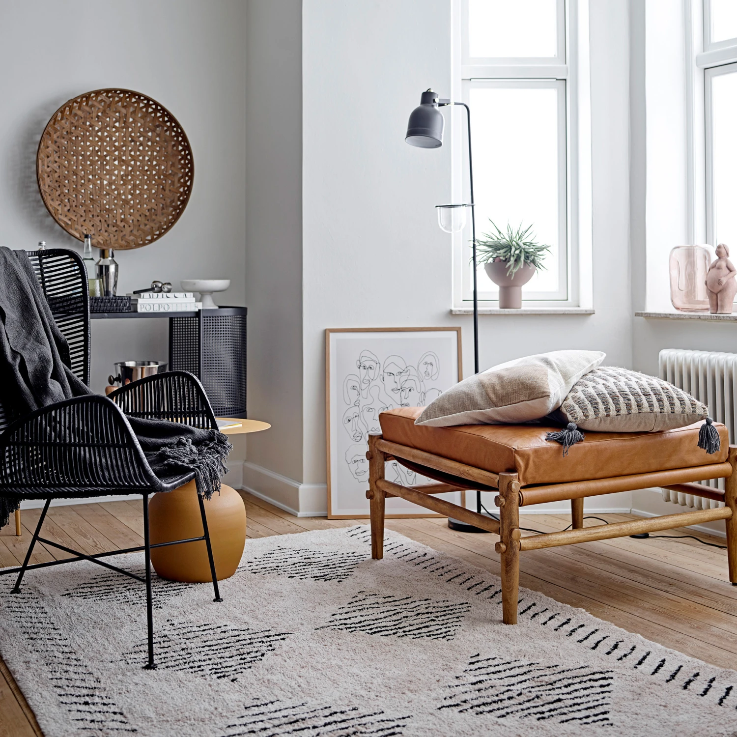 Bloomingville Jegor Gedessineerd Vloerkleed 140x200 Cm 3 Bloomingville Jegor Gedessineerd Vloerkleed 140x200 Cm - Afbeelding 3