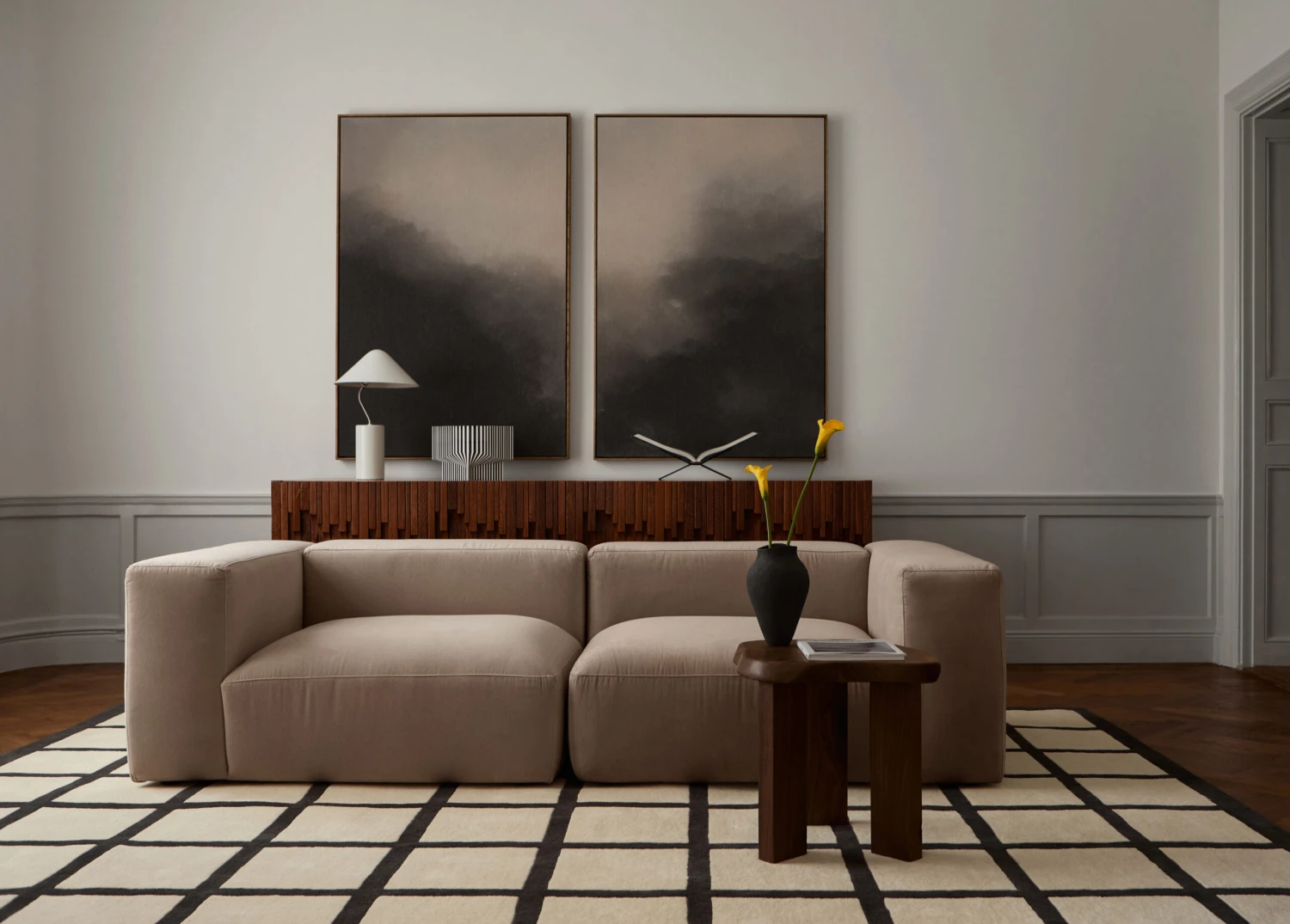 Avenue Checked Bone Wollen Vloerkleed 3 Avenue Checked Bone Wollen Vloerkleed - Afbeelding 3