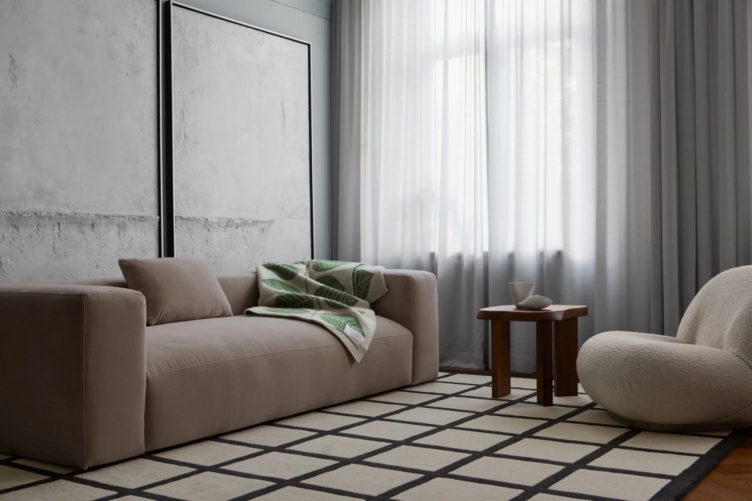 Avenue Checked Bone Wollen Vloerkleed 5 Avenue Checked Bone Wollen Vloerkleed - Afbeelding 5